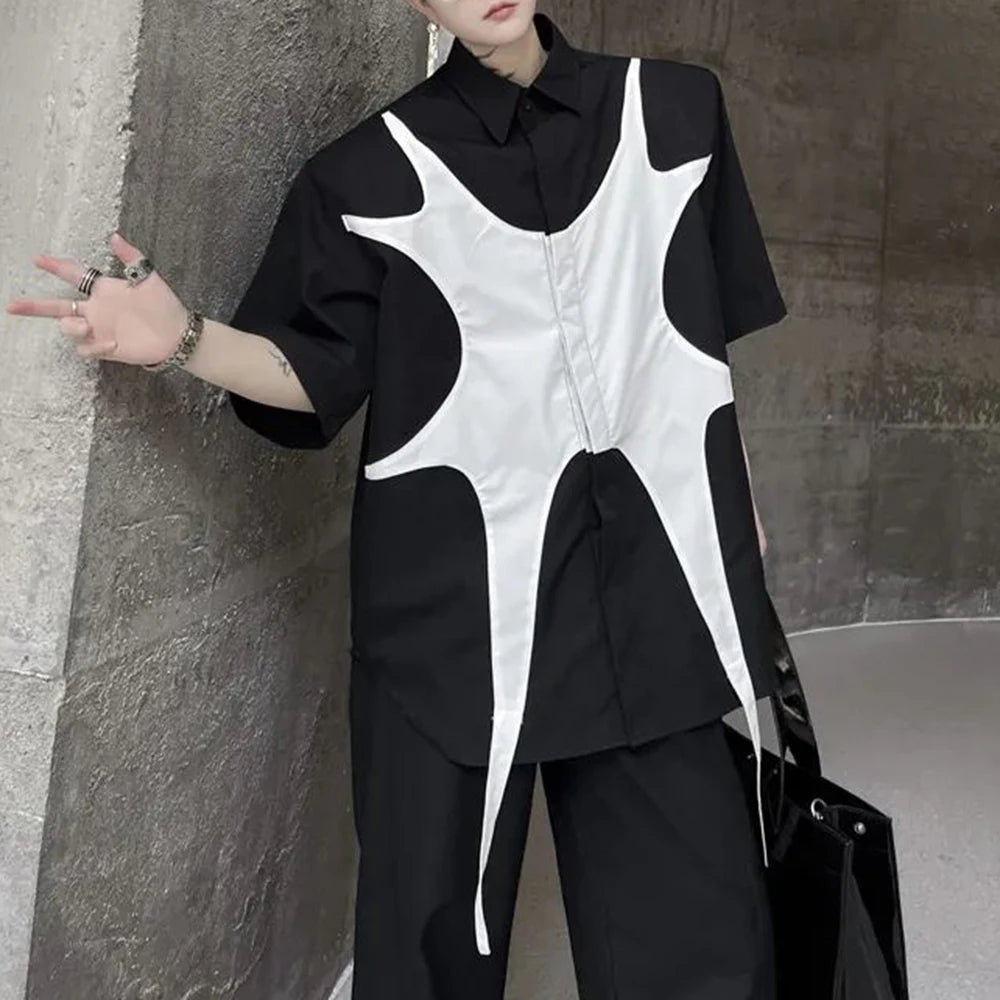 Contrast Solid Color Patchwork Shirt