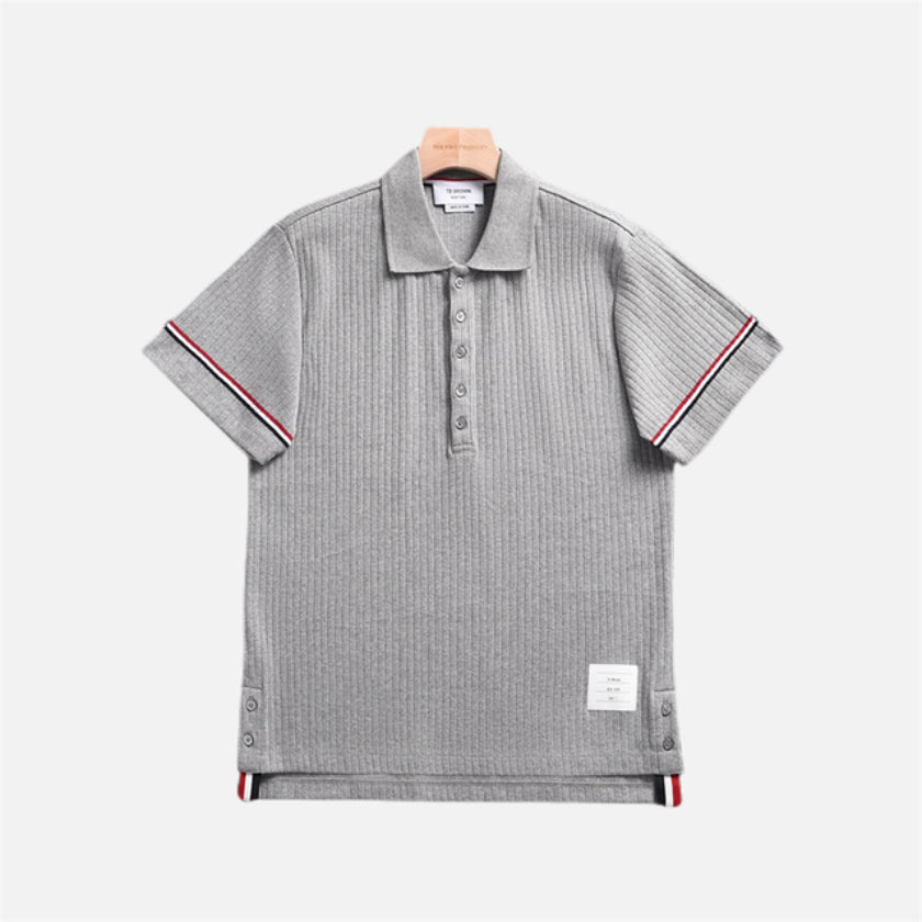 Summer Striped Side Button Polo Shirt