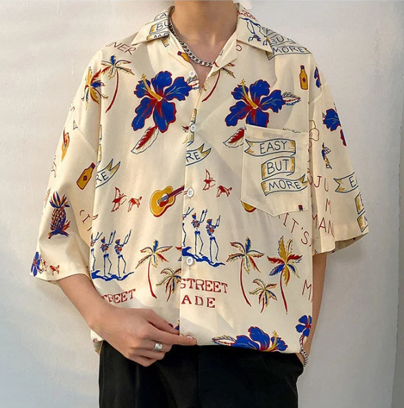 Hawaiian Style Printed Loose Shirt