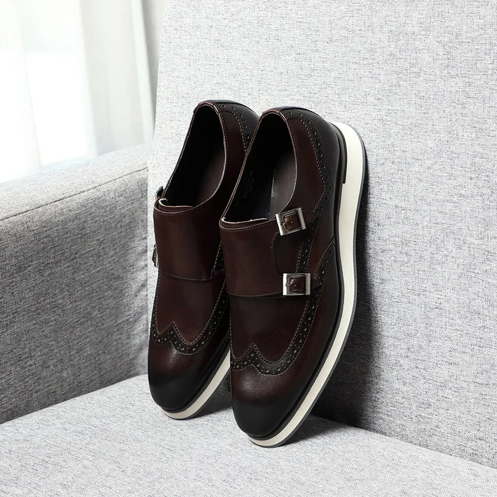Double Buckle Monk Strap Shoes