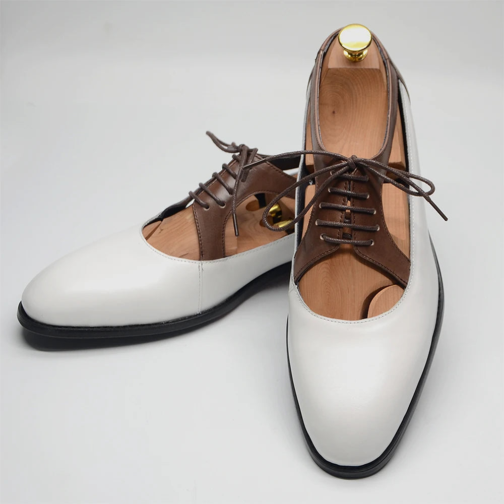 Lace-Up Hollow Genuine Leather Shoes