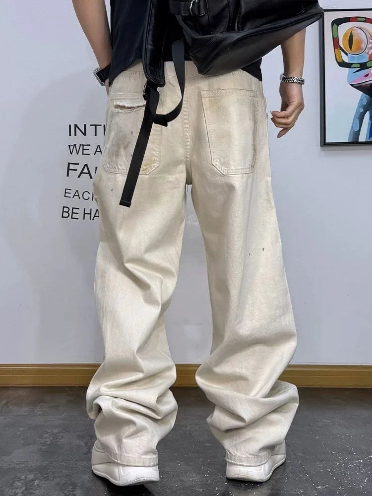 White Ripped Distressed Men's Jeans