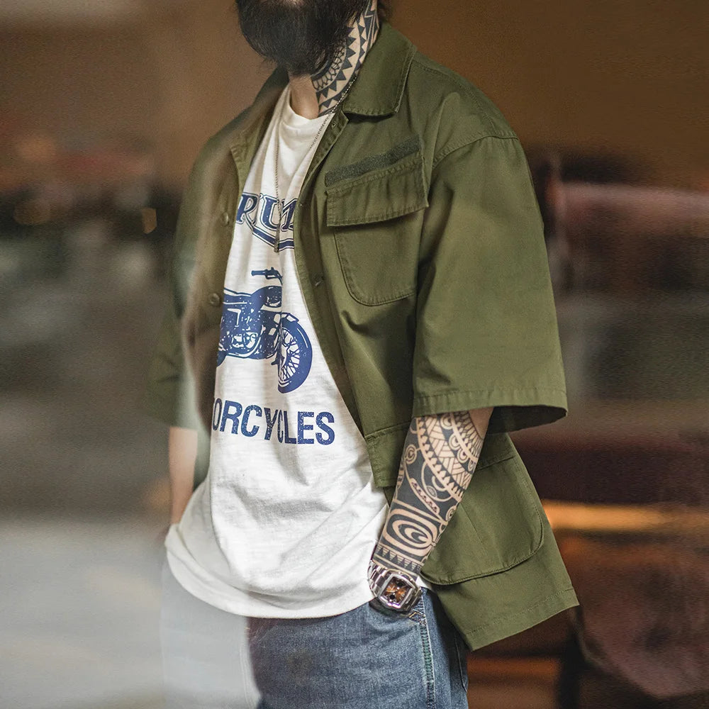 Solid Vintage Green Loose Shirt