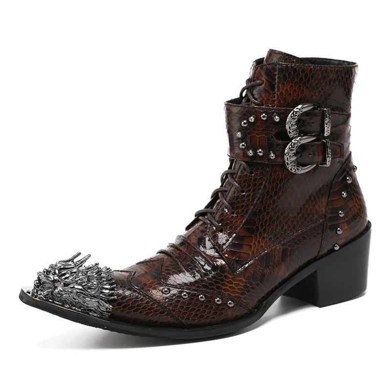 Dragon-Toe Gothic Punk Leather Boots
