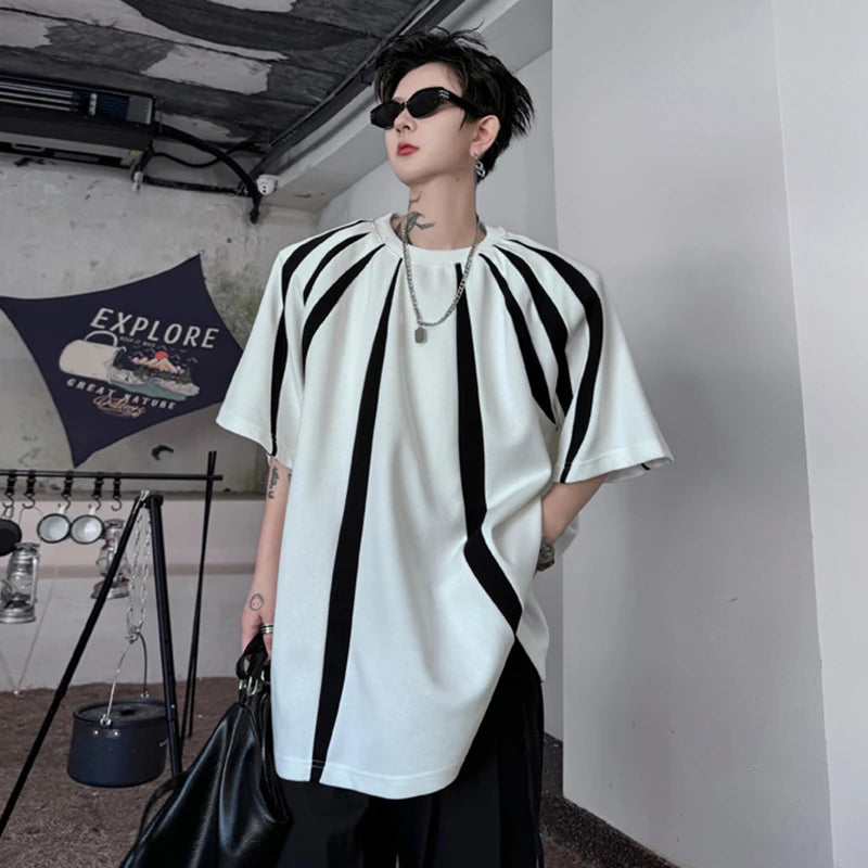 Contrast Stripe Patchwork Oversize T-Shirt