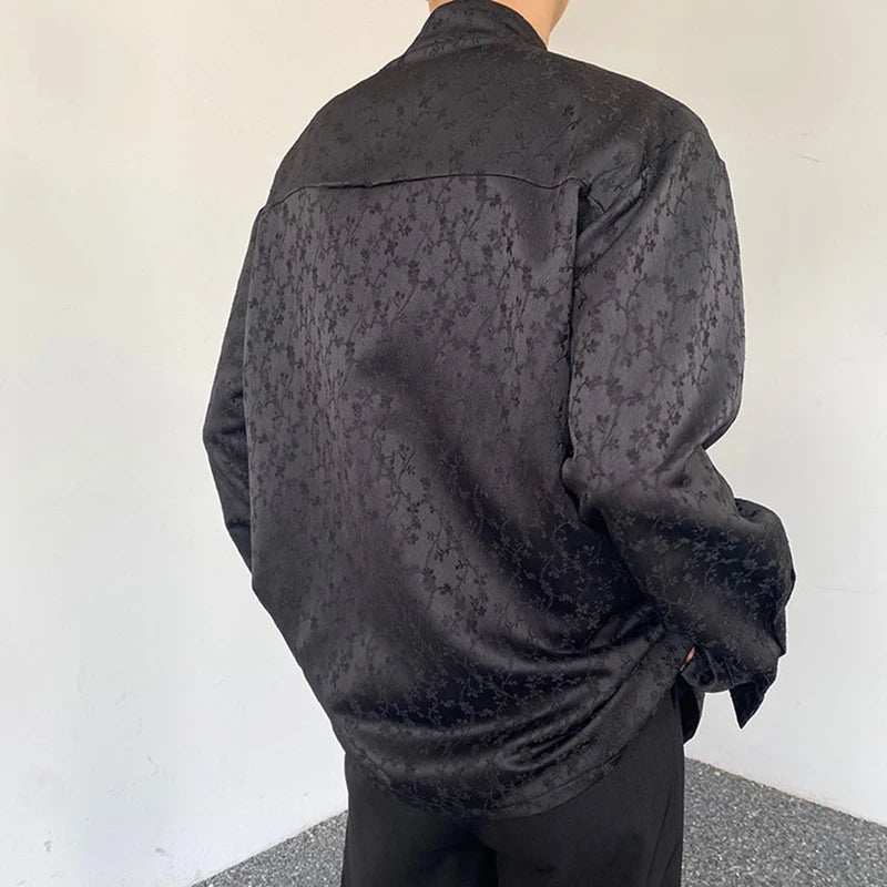 Chinese Satin Jacquard Tassel Shirt