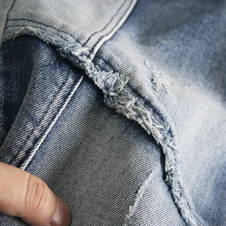 Streetwear Hip Hop Blue Patchwork Jeans