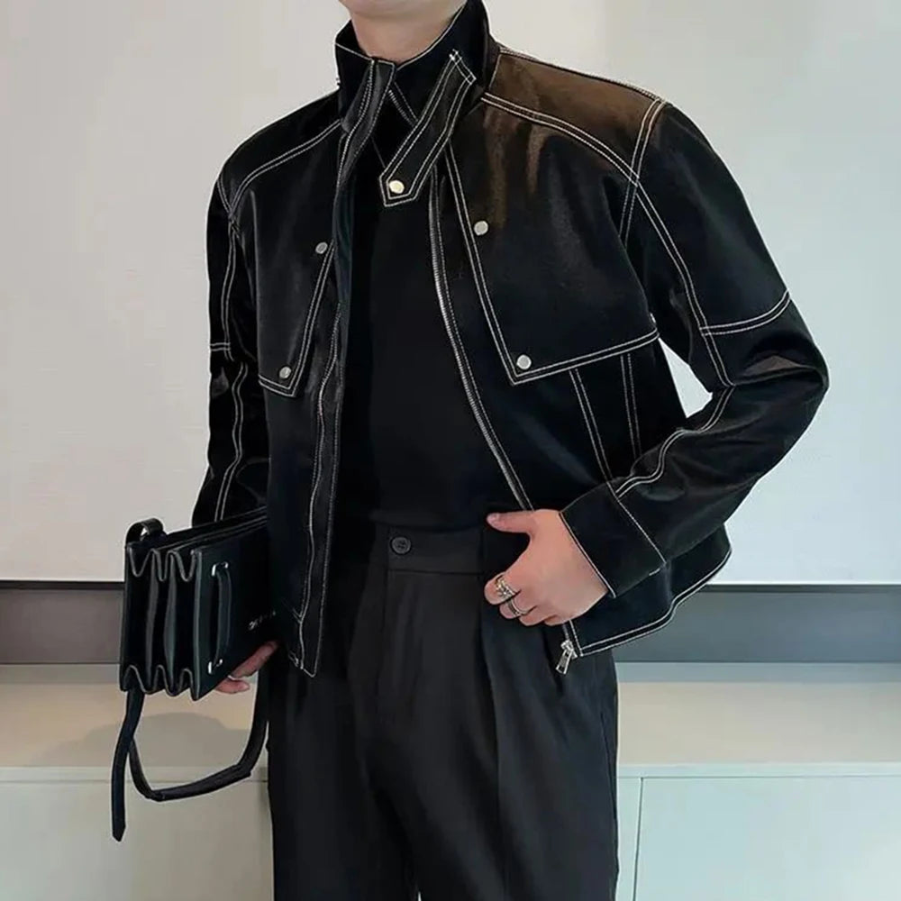 Y2k Matte Biker Outside Stitch Jacket