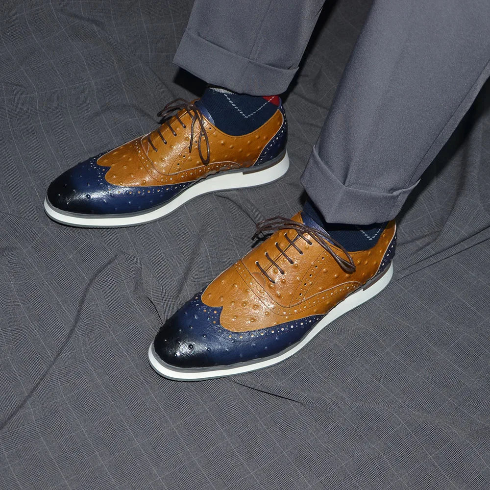 Mixed Color Ostrich Pattern Shoes