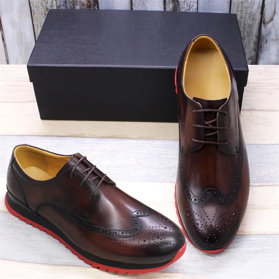 Wingtip Leather Brogue Style Sneakers