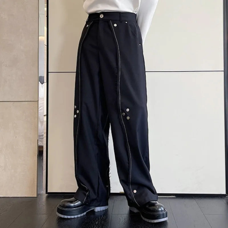 Chic Multi-Metal Buckle Niche Design Pants