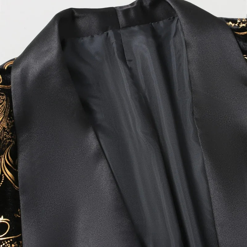 Gold Black Luxury Jacquard Blazer