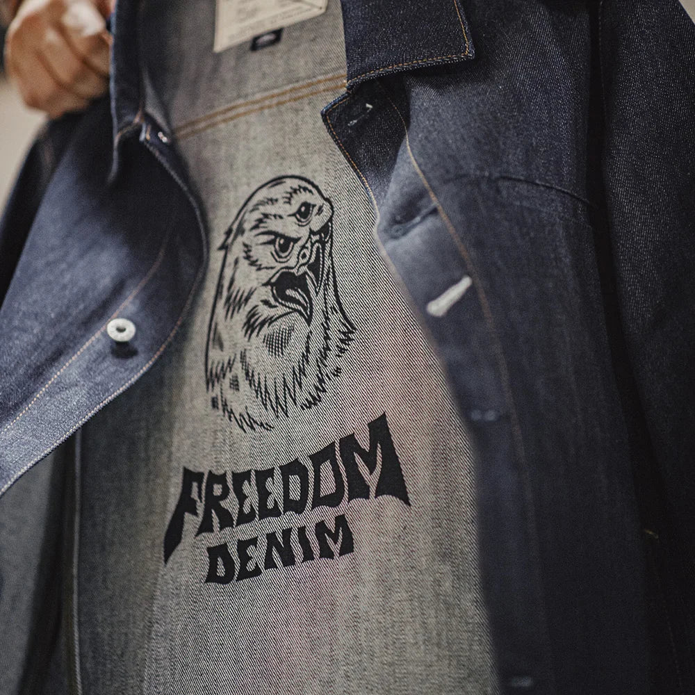 Retro Printed Inside Men Denim Jacket
