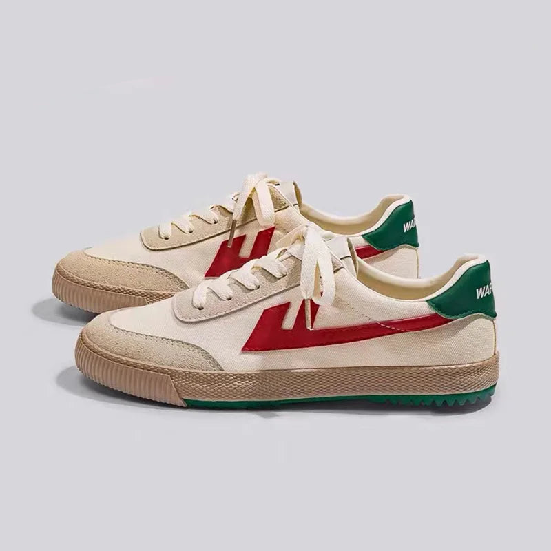 Flat Canvas Upper Lace-Up Sneakers