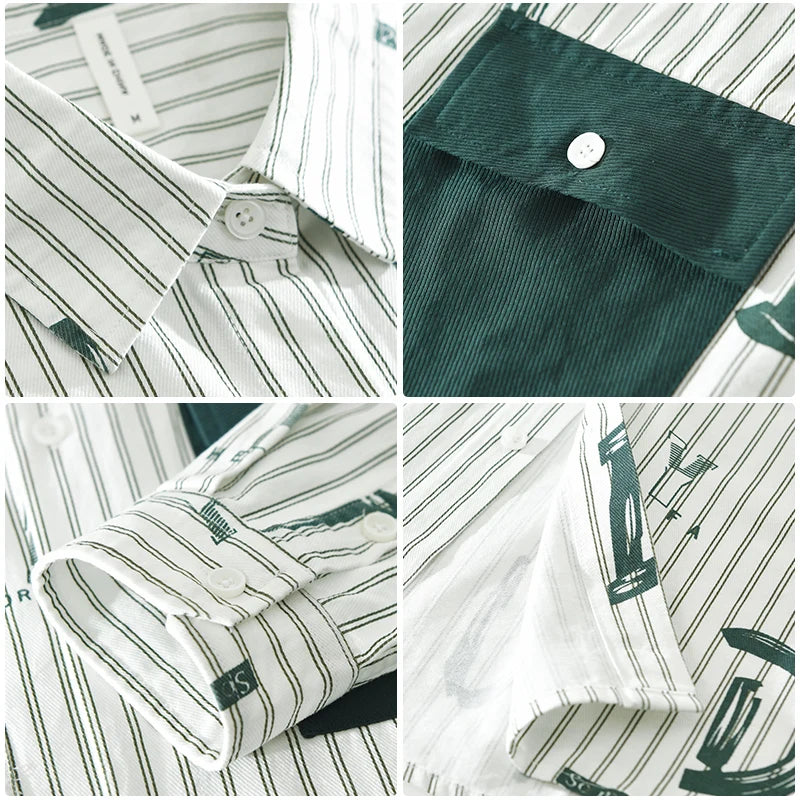 Letter Striped with Pocket Shirt