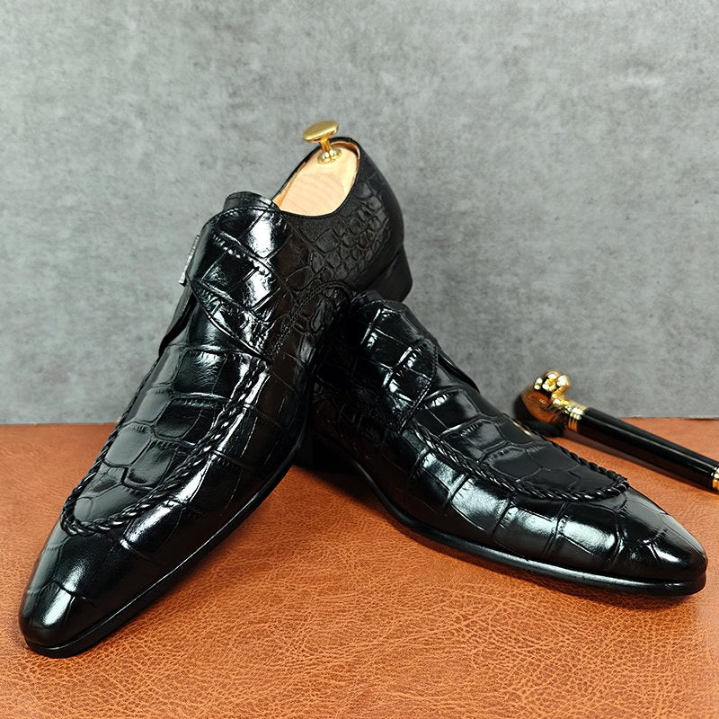 Black Crocodile Print Dress Shoes