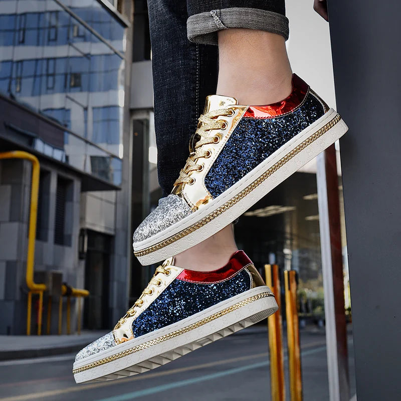 Luxury Sequined Contrast Color Sneakers