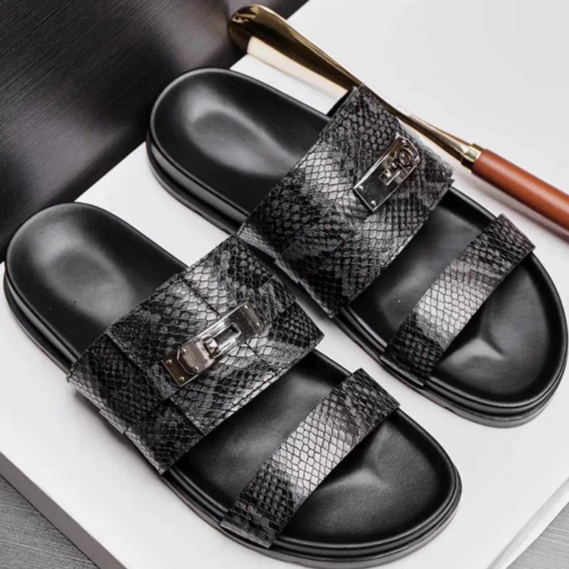 Snakeskin Genuine Leather Slippers
