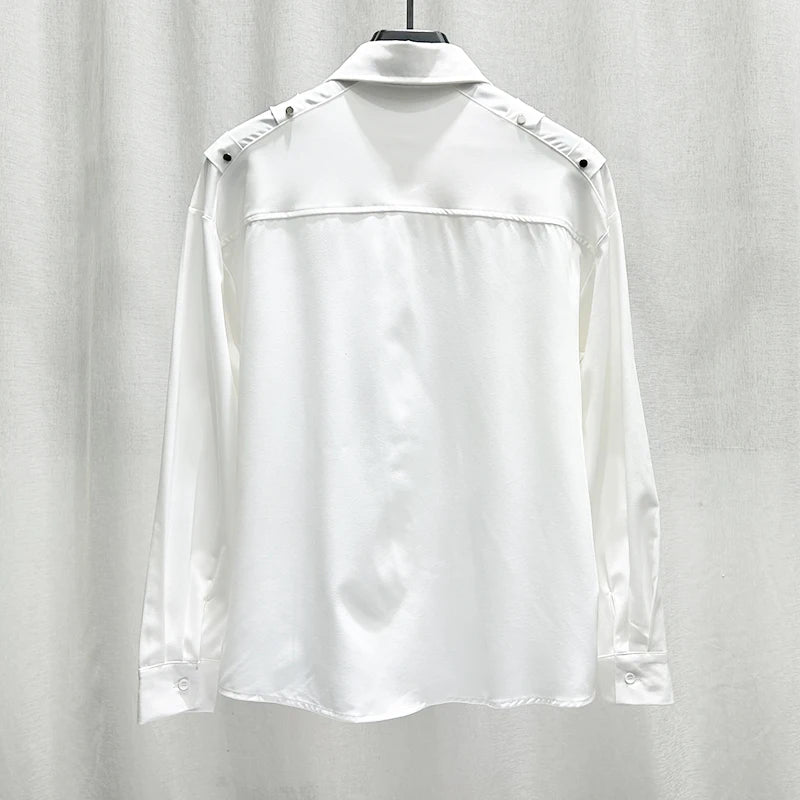 Niche Design Rivet Tie Loose Shirt