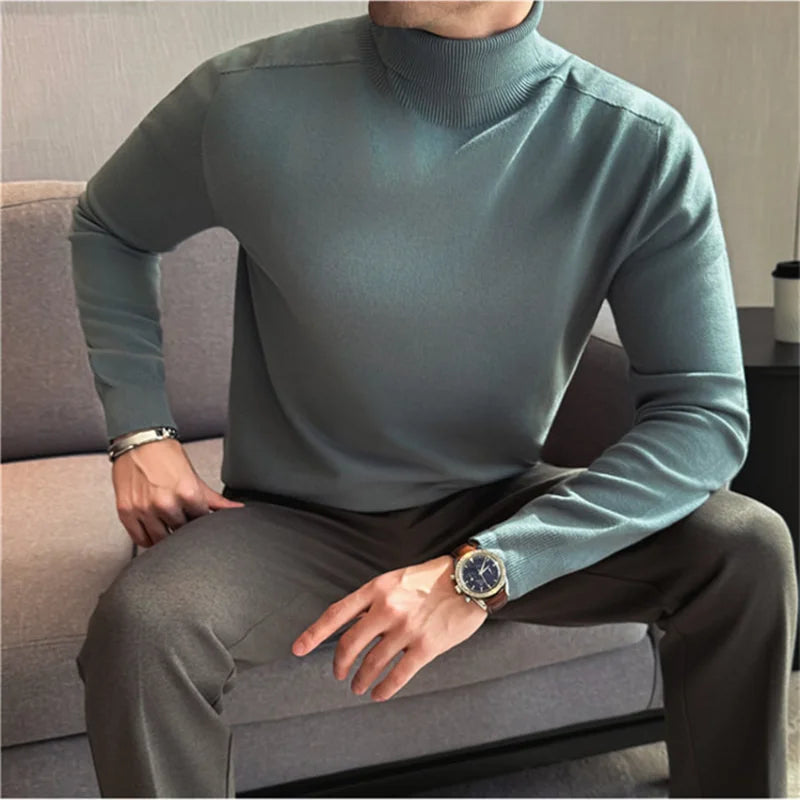 Elegant Solid Slim Turtleneck Sweater