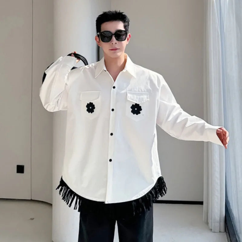 White Color Long Sleeve Floral Shirt