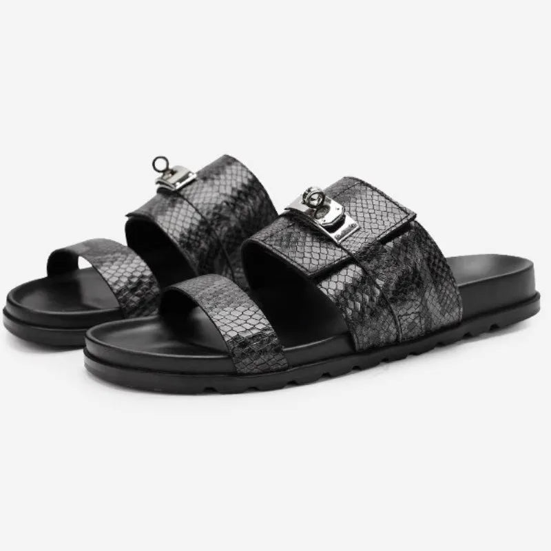 Snakeskin Genuine Leather Slippers