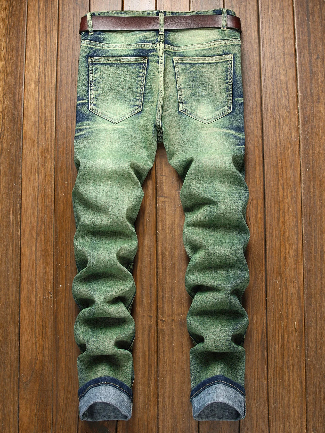 Fashion Washed Green Ripped Jeans