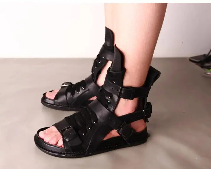 Black Rome Gladiator Lace-up Sandals