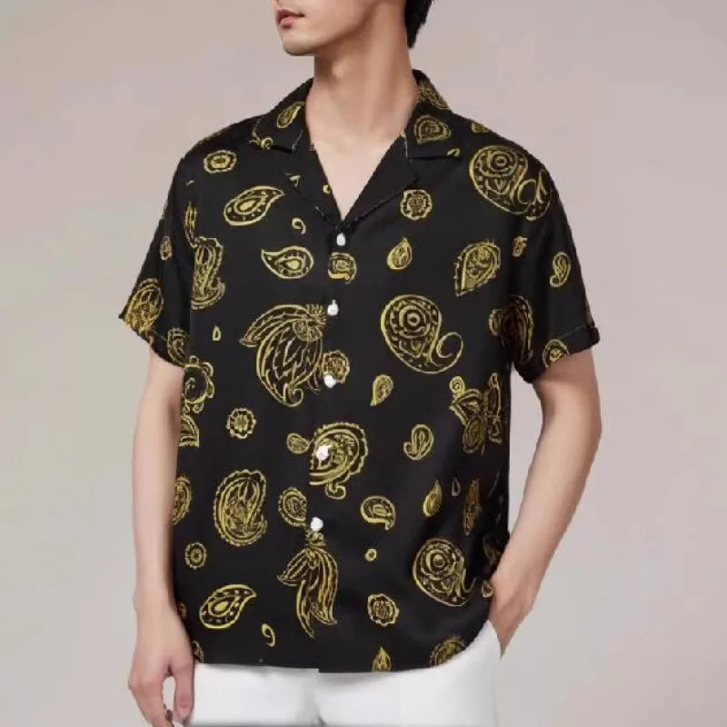 Black Geometric Paisley Pattern Shirt