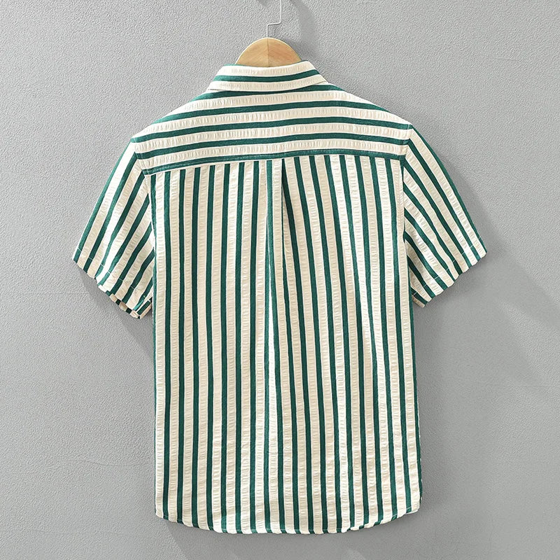 Fashion Striped Loose Short Sleeve Shirt
