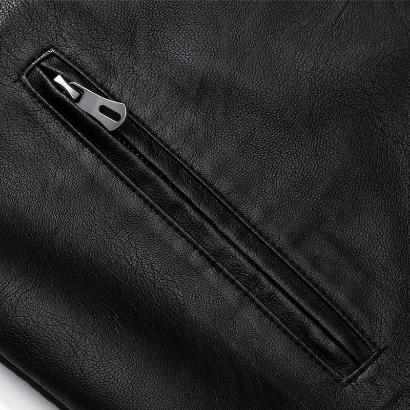 Solid Moto Biker Turn Down Collar Jacket
