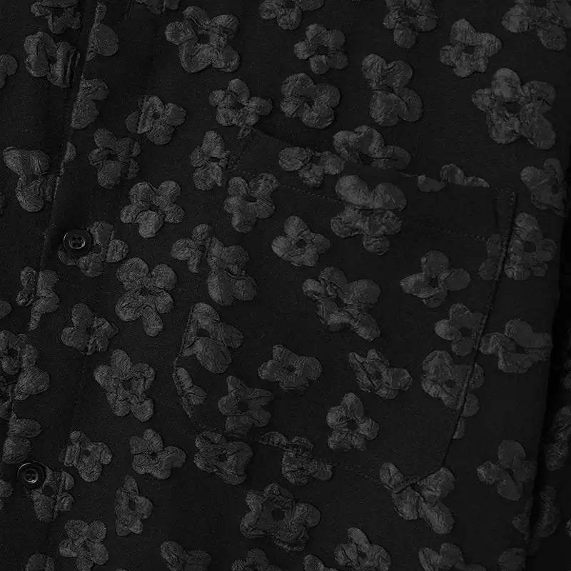 Flower Jacquard Loose Polyester Shirt