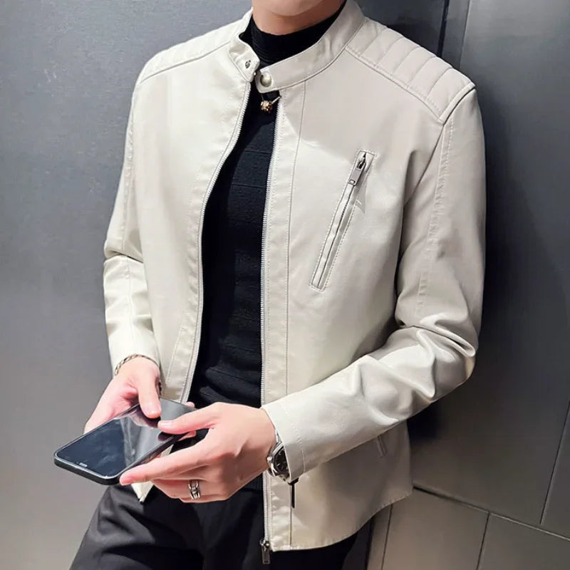 Solid Motorcycle Stand Collar Jacket