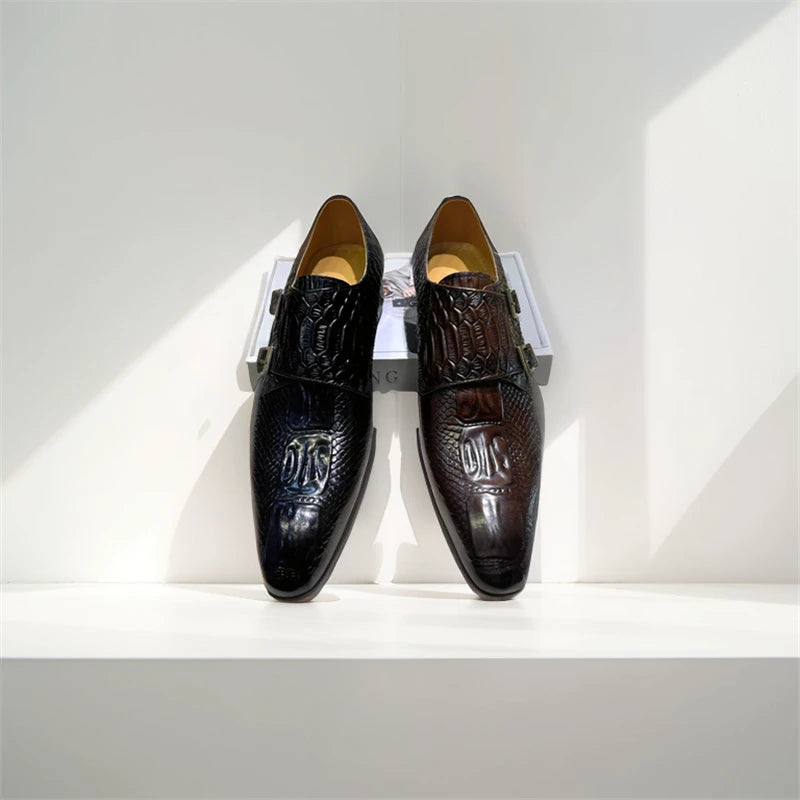 Formal Double Buckle Monk Shoes