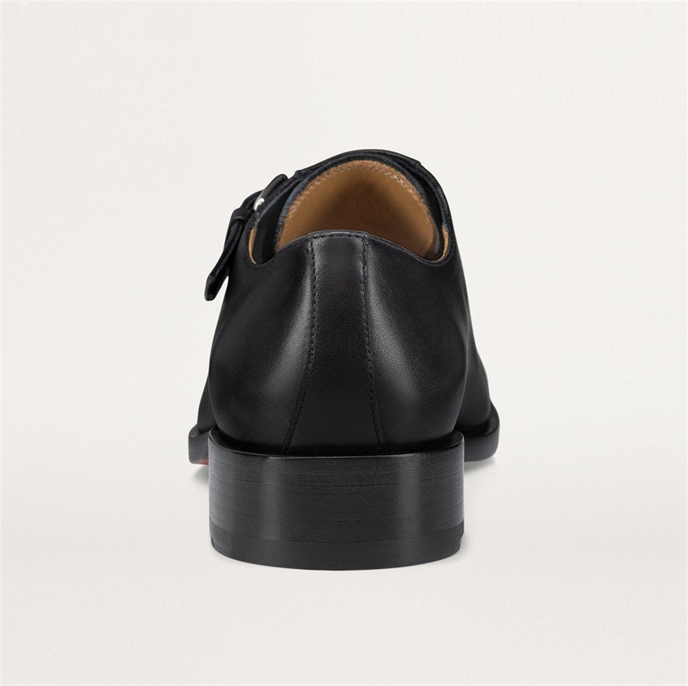 Crossed Metallic Buckle Dress Shoes