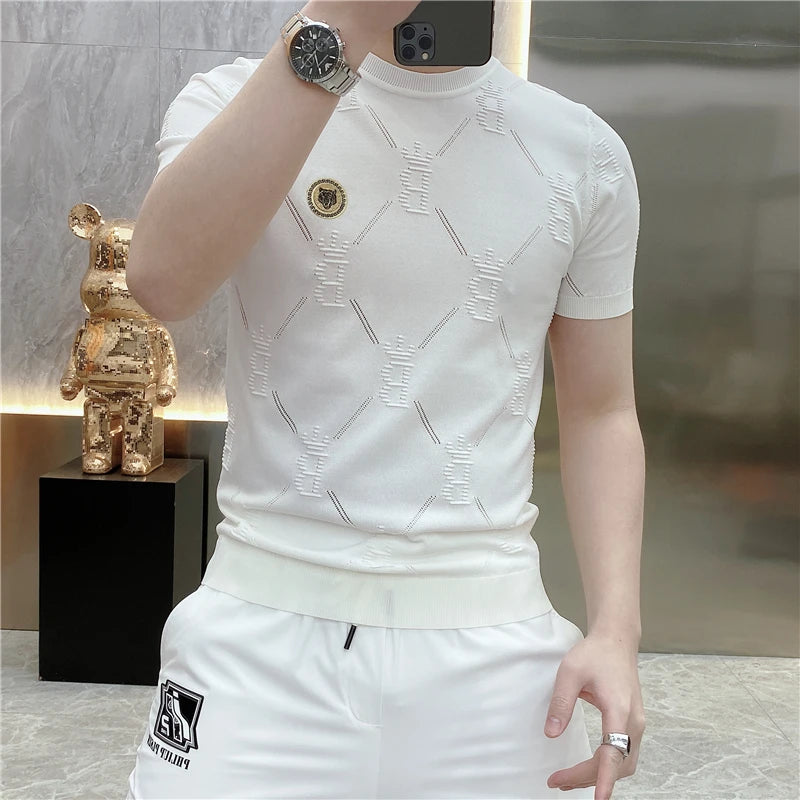 Tiger Patch Solid Letter Jacquard T-Shirt