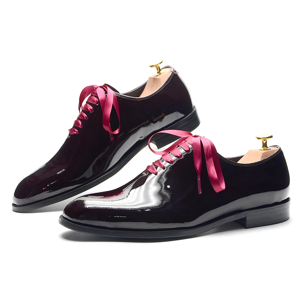 Contrast Lace-Up Smooth Leather Shoes