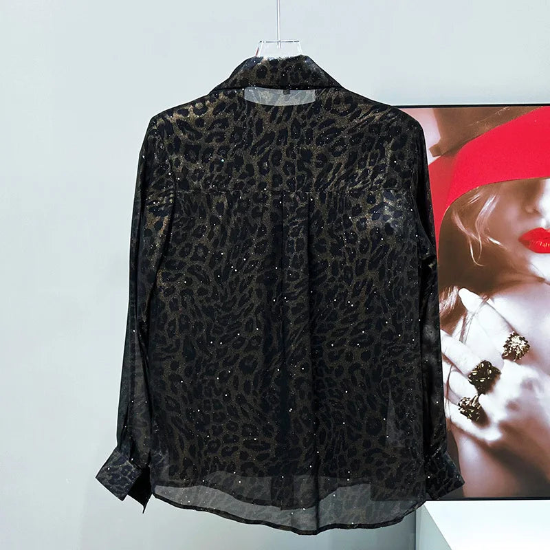 Mesh Leopard Pattern Men's Shirt