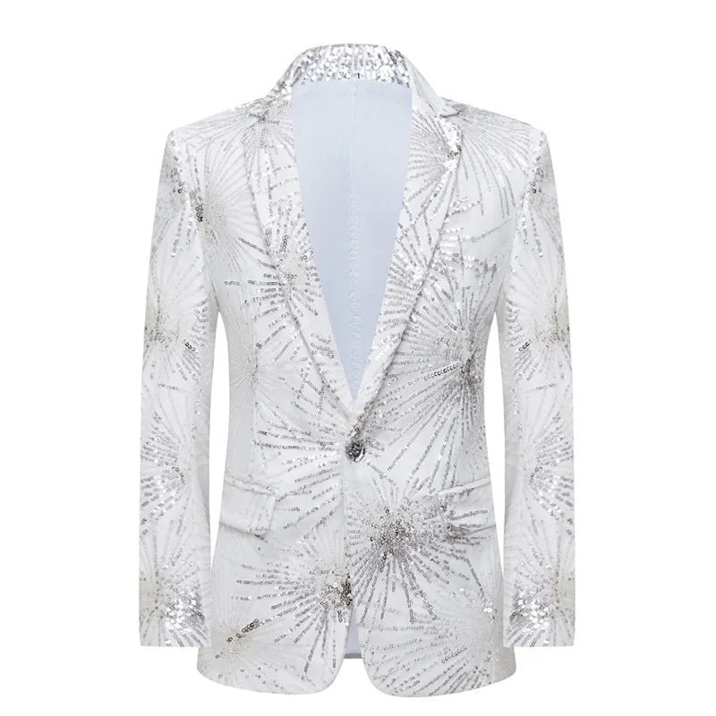 Black and White Fireworks Sequins Blazer