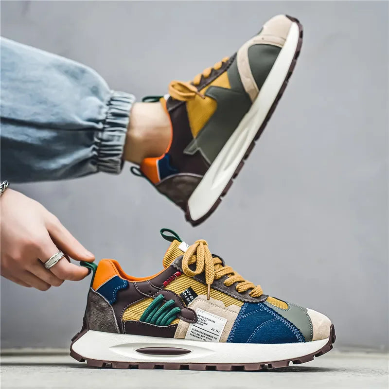 Color Patchwork Geometric Thick Sneakers