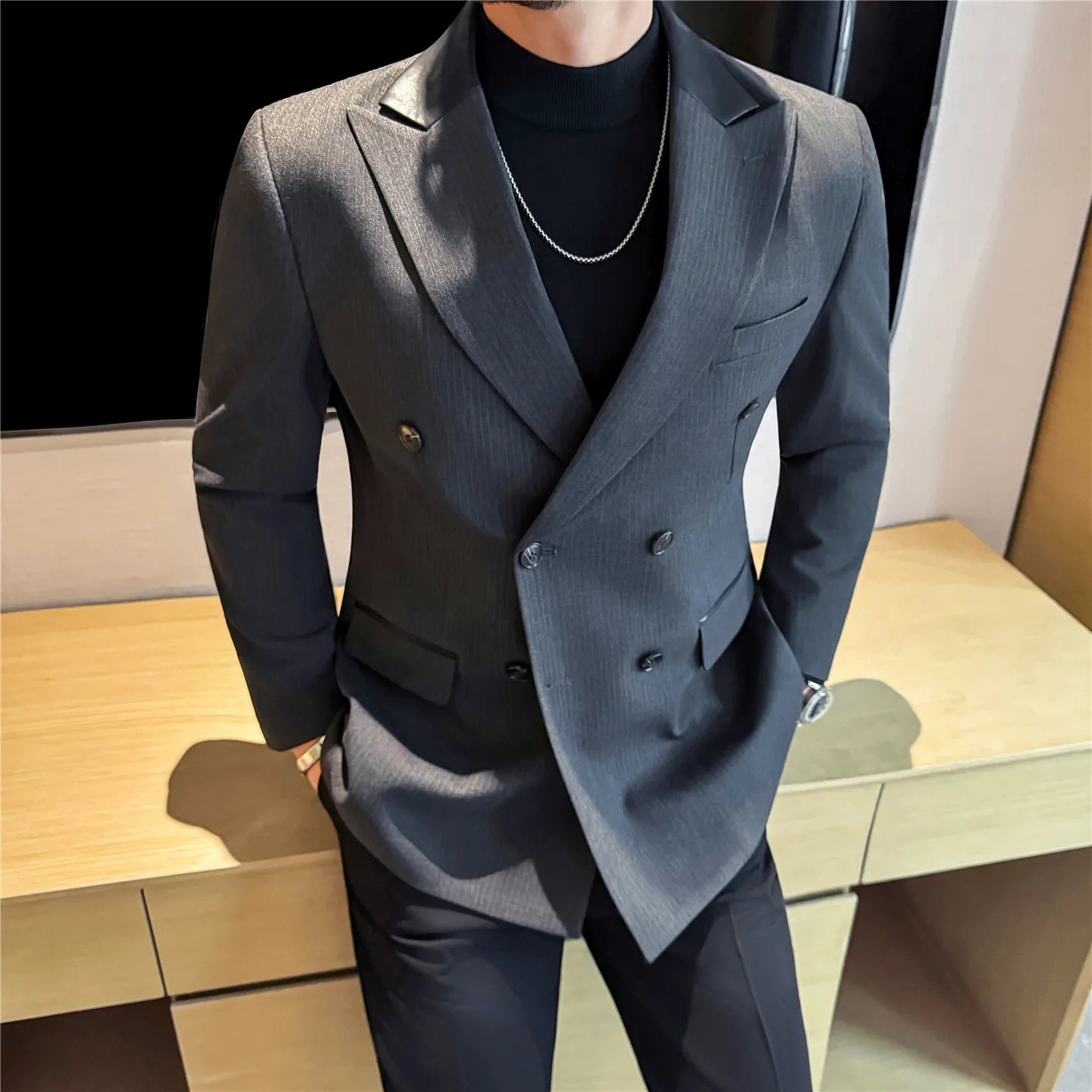 Double-Breasted Structured Blazer