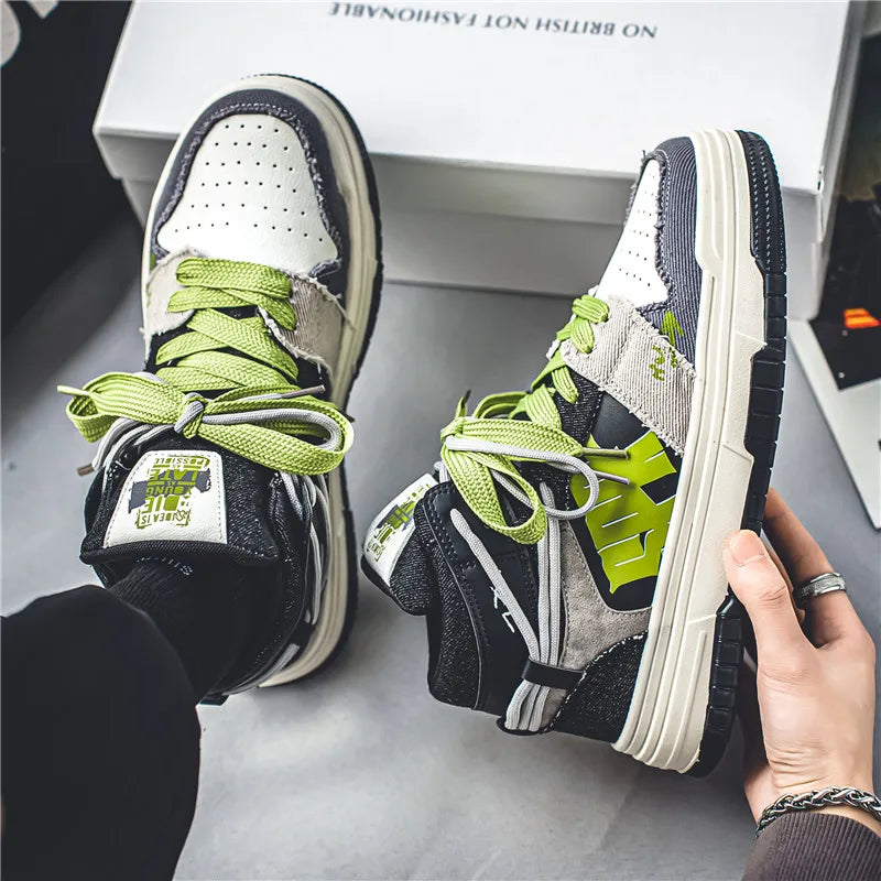 High Top Platform Patchwork Sneakers