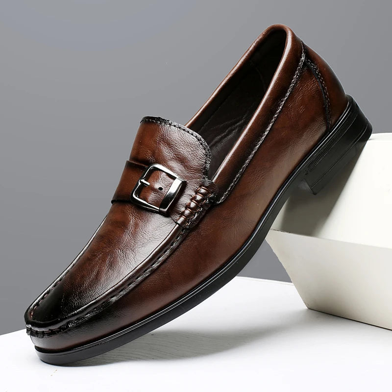 Retro Monk Buckle Slip-On Loafers