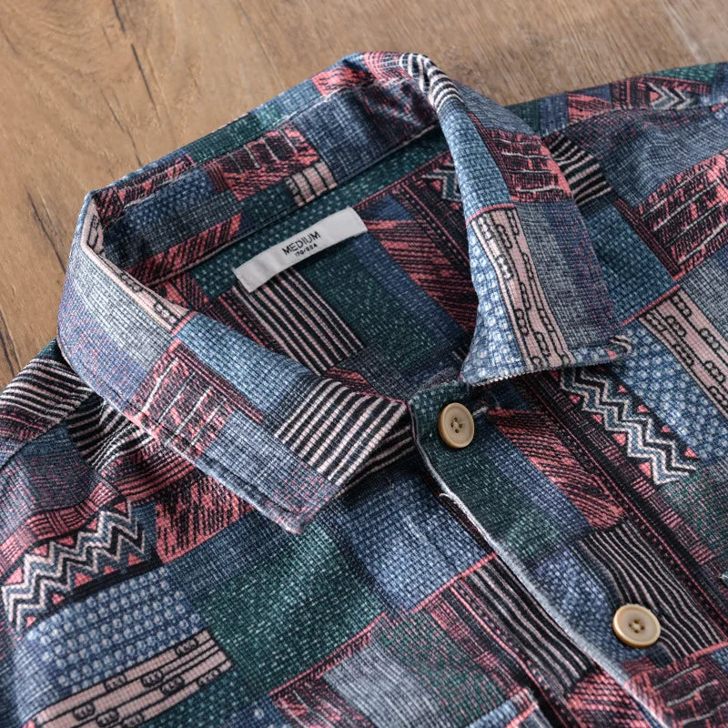 Geometric Printed Polyester Loose Shirt