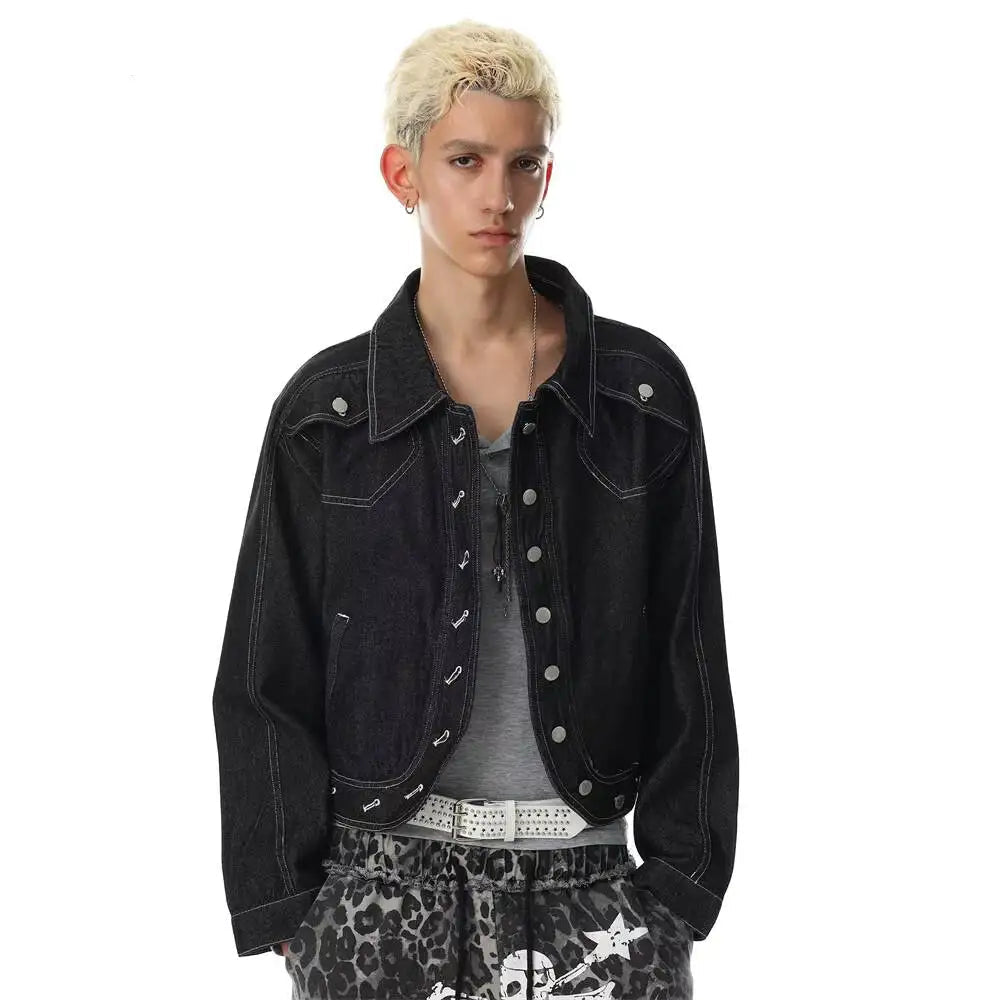 Button-Up Unique Short Denim Jacket