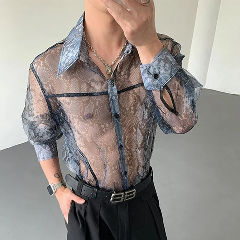 See-Through Snakeskin Single Breasted Shirt