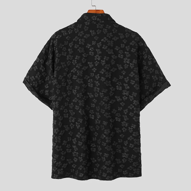 Flower Jacquard Loose Polyester Shirt