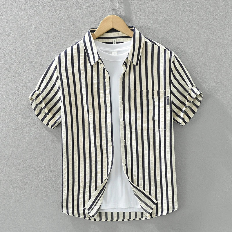 Fashion Striped Loose Short Sleeve Shirt
