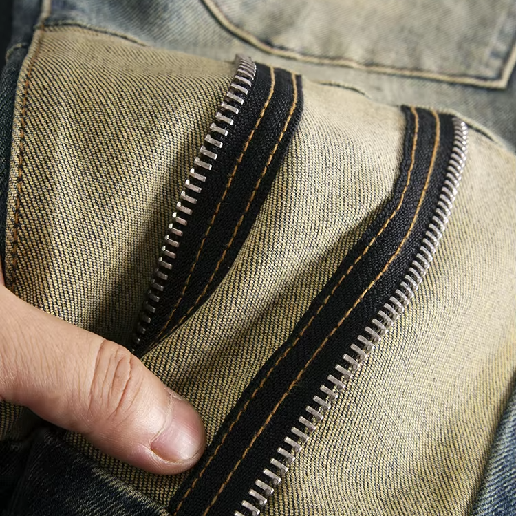 Patchwork Design Zipper Decoration Men's Jeans