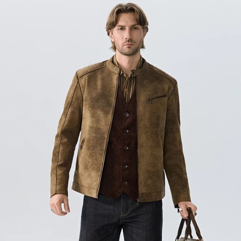 American Retro Leather Solid Jacket